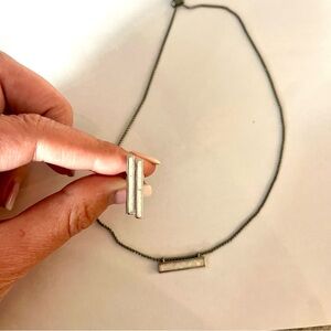 Kendra Scott Gun Metal White Opal Bar Necklace